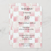 Invitation Chic Girly Carré rose (Devant / Derrière)