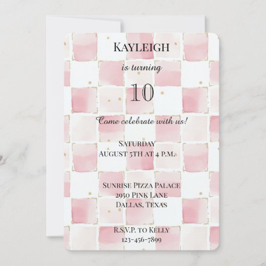 Invitation Chic Girly Carré rose (Devant)