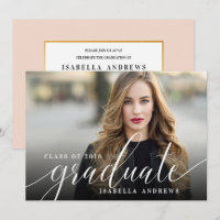 Chic Girly Hand Lettré Script Photo Graduation