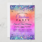 Invitation Chic girly iridescente licorne parties scintillant (Devant)