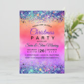 Invitation Chic girly iridescente licorne parties scintillant (Debout devant)