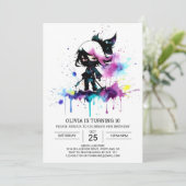 Invitation Chic Girly Little Ninja Anniversaire (Debout devant)