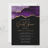 Invitation Chic Gîte d'agate violet doré Baby Shower (Devant)