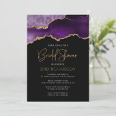 Invitation Chic Gîte d'agate violet doré Baby Shower (Debout devant)