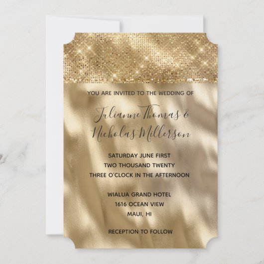 Invitation Chic Glam Gold Sparkle Mariage (Devant)
