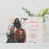 Invitation Chic glam gothique effrayant filles fête d'anniver (Debout devant)