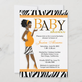 Invitation Chic Glam Modern Mom Blue Zebra Baby shower