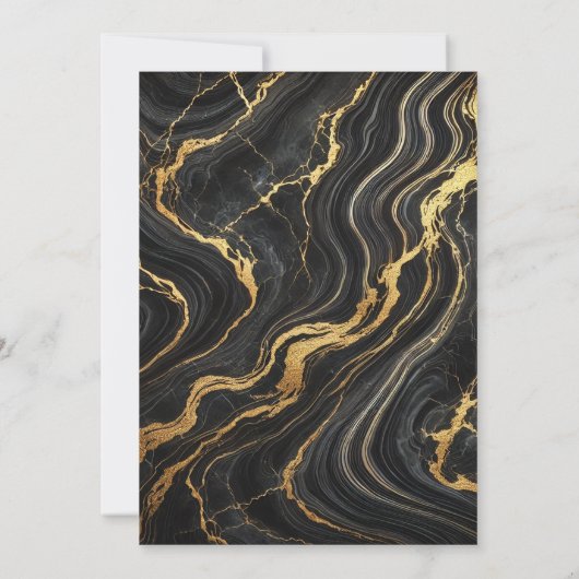 Invitation Chic Glam noir marbre or Mariage (Dos)