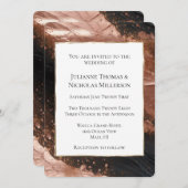 Invitation Chic Glam Rose Gold Black Abstrait Mariage (Devant / Derrière)