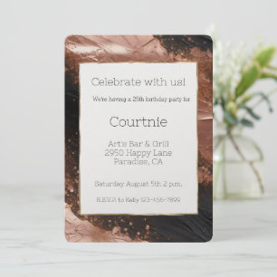 Invitation Chic Glam Rose Gold Noir Anniversaire
