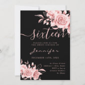 Invitation Chic Glam Rose Gold Sweet 16 Parties scintillant F (Devant)