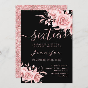 Invitation Chic Glam Rose Gold Sweet 16 Parties scintillant F