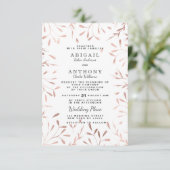 Invitation Chic Glam Rose Or Simple Blanc Floral Mariage (Debout devant)