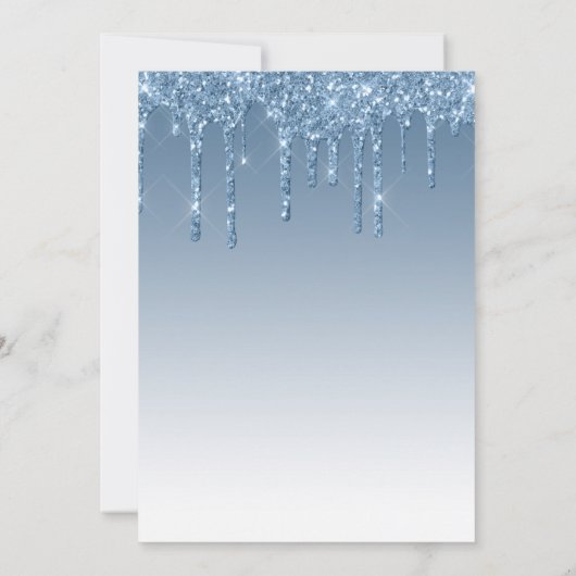 Invitation Chic Glitter Drip Blue 50th Birthday (Dos)