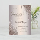Invitation Chic Glitter Drips Quinceañera (Debout devant)