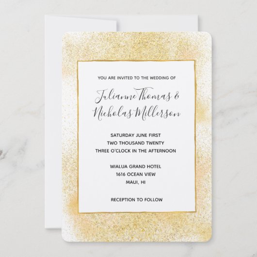 Invitation Chic Glitzy Gold Wedding Invite (Devant)