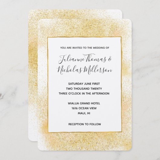 Invitation Chic Glitzy Gold Wedding Invite (Devant / Derrière)