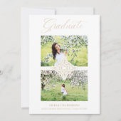 Invitation Chic Gold 2 Photos Ornament Sophisticated Graduate (Devant)
