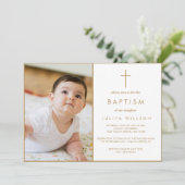 Invitation Chic Gold Baptism photo (Debout devant)