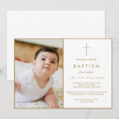 Invitation Chic Gold Baptism photo (Devant / Derrière)