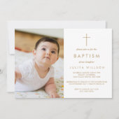 Invitation Chic Gold Baptism photo (Devant)