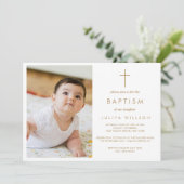 Invitation Chic Gold Baptism photo bébé (Debout devant)