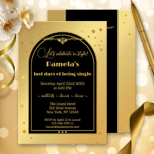 Invitation Chic Gold Black Confetti Bachelorette Party