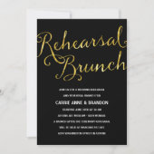 Invitation Chic Gold & Black Rehearal Brunch (Devant)