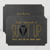 Invitation Chic Gold & Black VOUS SEREZ MON MEILLEUR HOMME (Devant / Derrière)