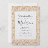 Invitation Chic Gold Blush rose Empreinte de léopard Annivers (Devant)