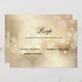 Invitation Chic Gold Bokeh Light Wedding Rsvp (Devant / Derrière)