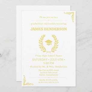 Invitation Chic Gold Calligraphy Graduation Party 2025