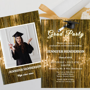 Invitation Chic Gold Calligraphy Graduation Party 2025