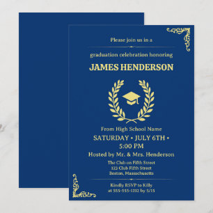 Invitation Chic Gold Calligraphy Graduation Party 2025