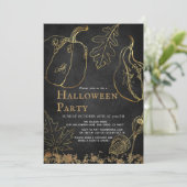 Invitation Chic Gold Citrouille Black Halloween Party (Debout devant)