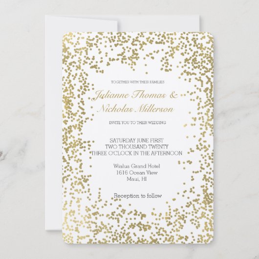 Invitation Chic Gold Confetti Glam Mariage (Devant)