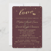 Invitation Chic Gold Confetti Love Mariage Bourgogne Inviter (Devant)