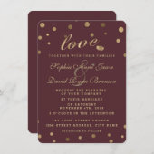 Invitation Chic Gold Confetti Love Mariage Bourgogne Inviter (Devant / Derrière)