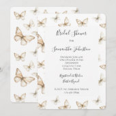 Invitation Chic Gold Cream White Butterflies Bridal Shower (Devant / Derrière)