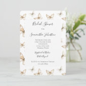 Invitation Chic Gold Cream White Butterflies Bridal Shower (Debout devant)