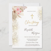 Invitation Chic Gold Cross Baptism Gold Parties scintillant B (Devant)