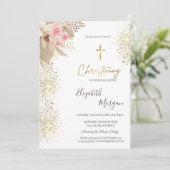 Invitation Chic Gold Cross Baptism Gold Parties scintillant B (Debout devant)
