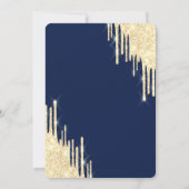 Invitation Chic Gold Drips robe bleu marine 18e anniversaire (Dos)