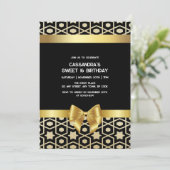 Invitation Chic Gold Egypt Géométrique Bow or 16e anniversair (Debout devant)