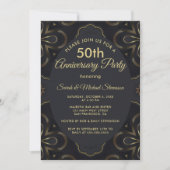Invitation Chic Gold et Black 50e anniversaire Mariage (Devant)