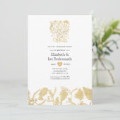 Invitation Chic Gold Floral Bridesmaitres déjeuner (Debout devant)