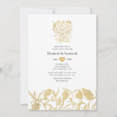 Invitation Chic Gold Floral Couples Douche (Devant)