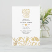 Invitation Chic Gold Floral Couples Douche (Debout devant)