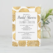 Invitation Chic Gold Flowers douche nuptiale (Debout devant)