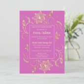 Invitation Chic Gold Flowers Douche nuptiale (Debout devant)